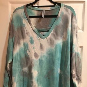 Honeyme Shirt Blue Gray Tie-Dye Top XXL NWOT